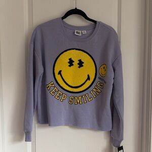Smiley Lavender Crew Neck Sweater